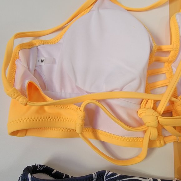 Cupshe Women's Leaves Print Two Piece Bikini Swimsuit Set V Neck Lace Up size M - Picture 11 of 15